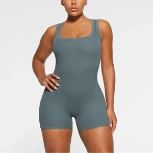 SKIMS Cotton Rib Romper 4X Kyanite Blue